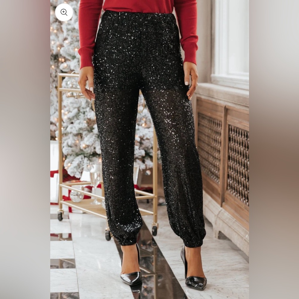 Black high waisted sequin pants